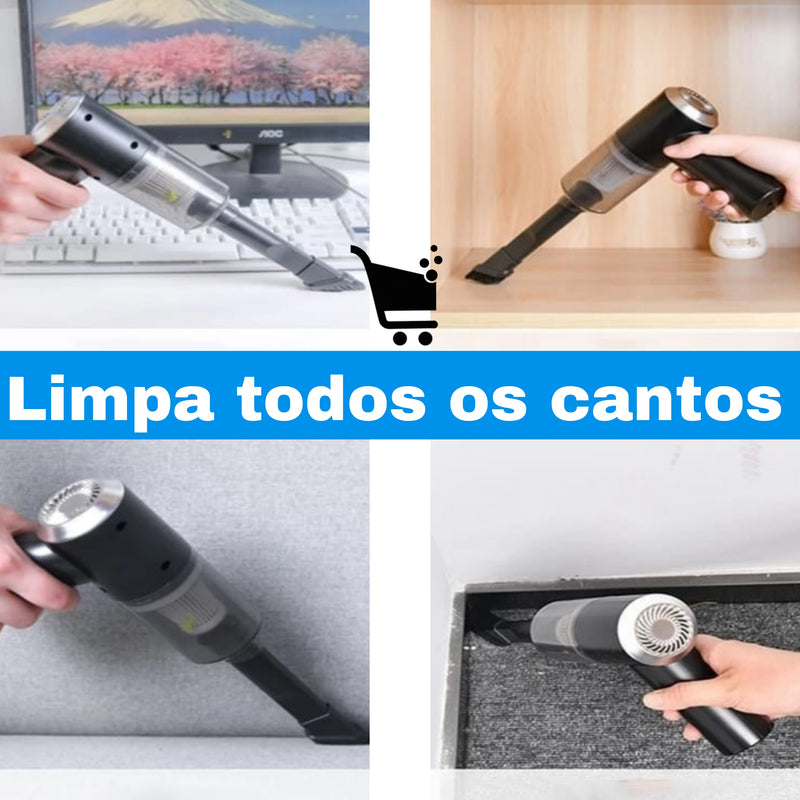 AeroVac UltraFlex: Mini Aspirador USB Portátil Premium para Carro e Casa, com Potência Compacta e Design Inteligente.